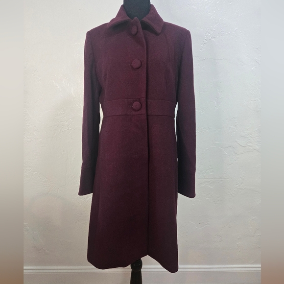 J Crew Lined Wool Coat Pea Coat Womens Size 8 Shade Of Purple - Picture 2 of 15